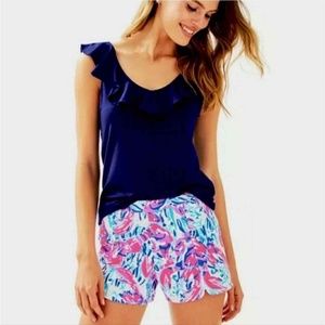 Lilly Pulitzer Ladies Hazelle Stretch Shorts Cosmic Coral Cracked UP